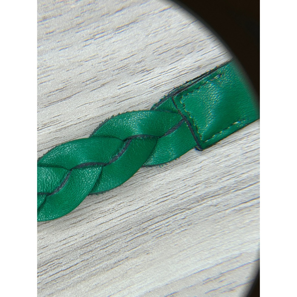 Green Leather Belt Braided Size S Boho Vintage - Picture 7 of 9
